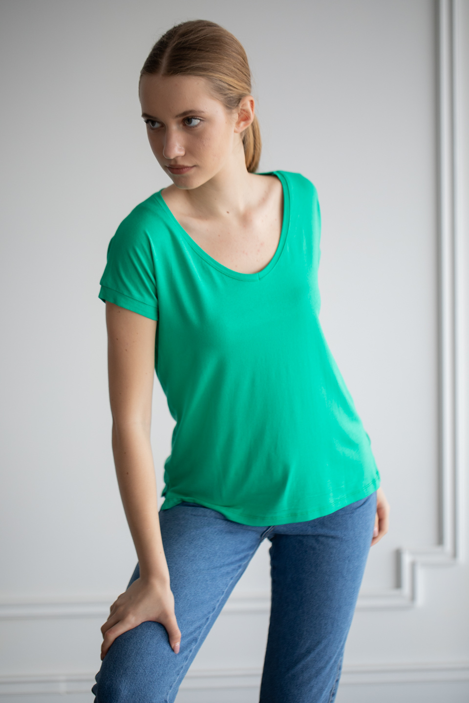 V yaka yırtmaçlı t-shirt-2000 Benetton