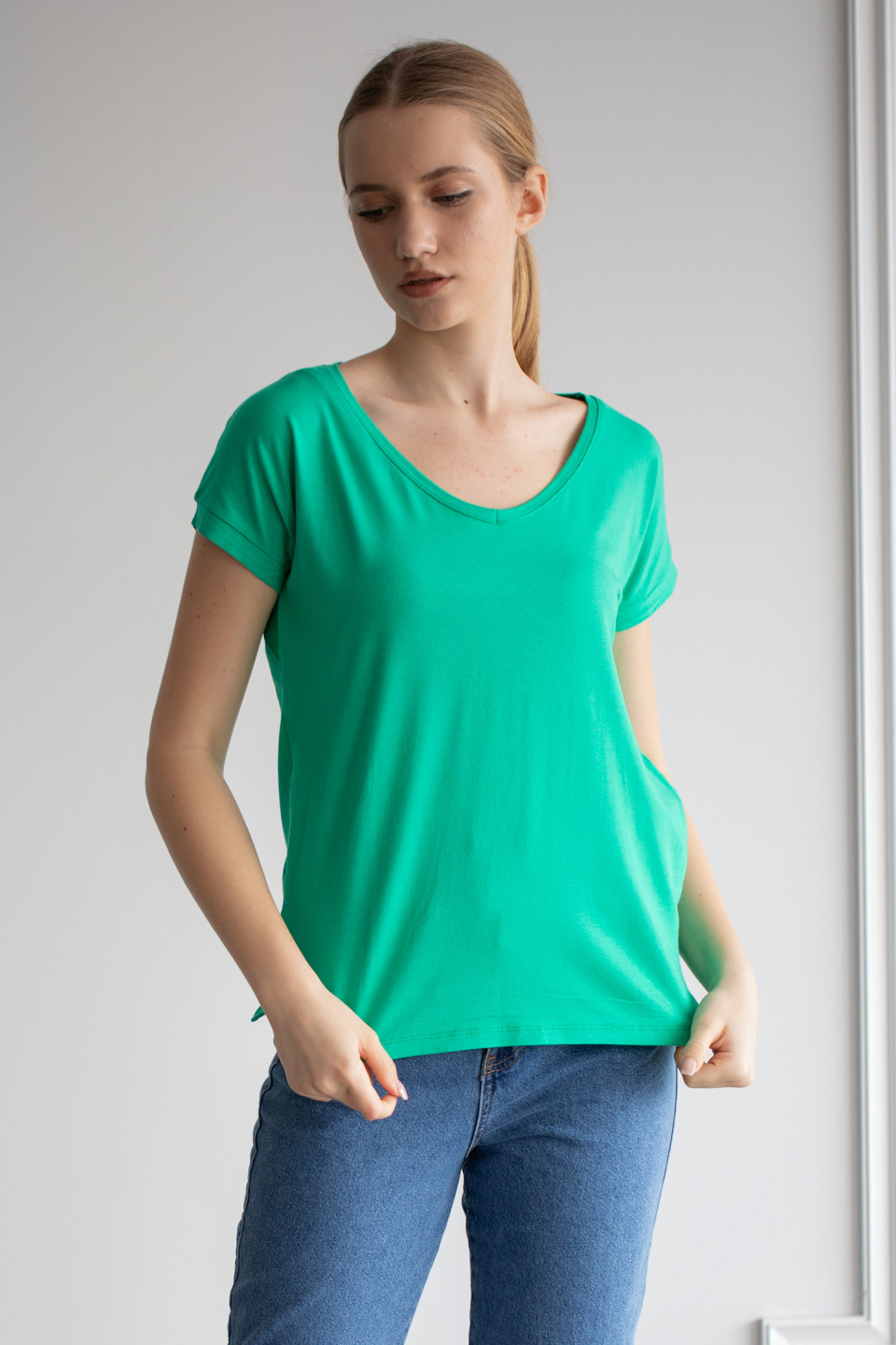 V yaka yırtmaçlı t-shirt-2000 Benetton