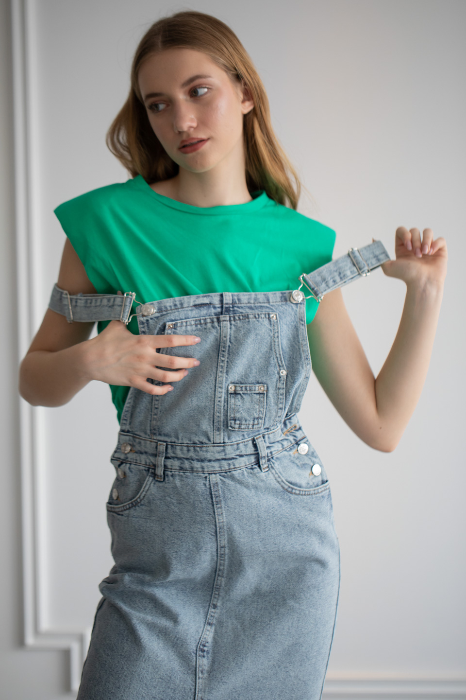 Vatkalı beli lastikli crop t-shirt-4017 Benetton