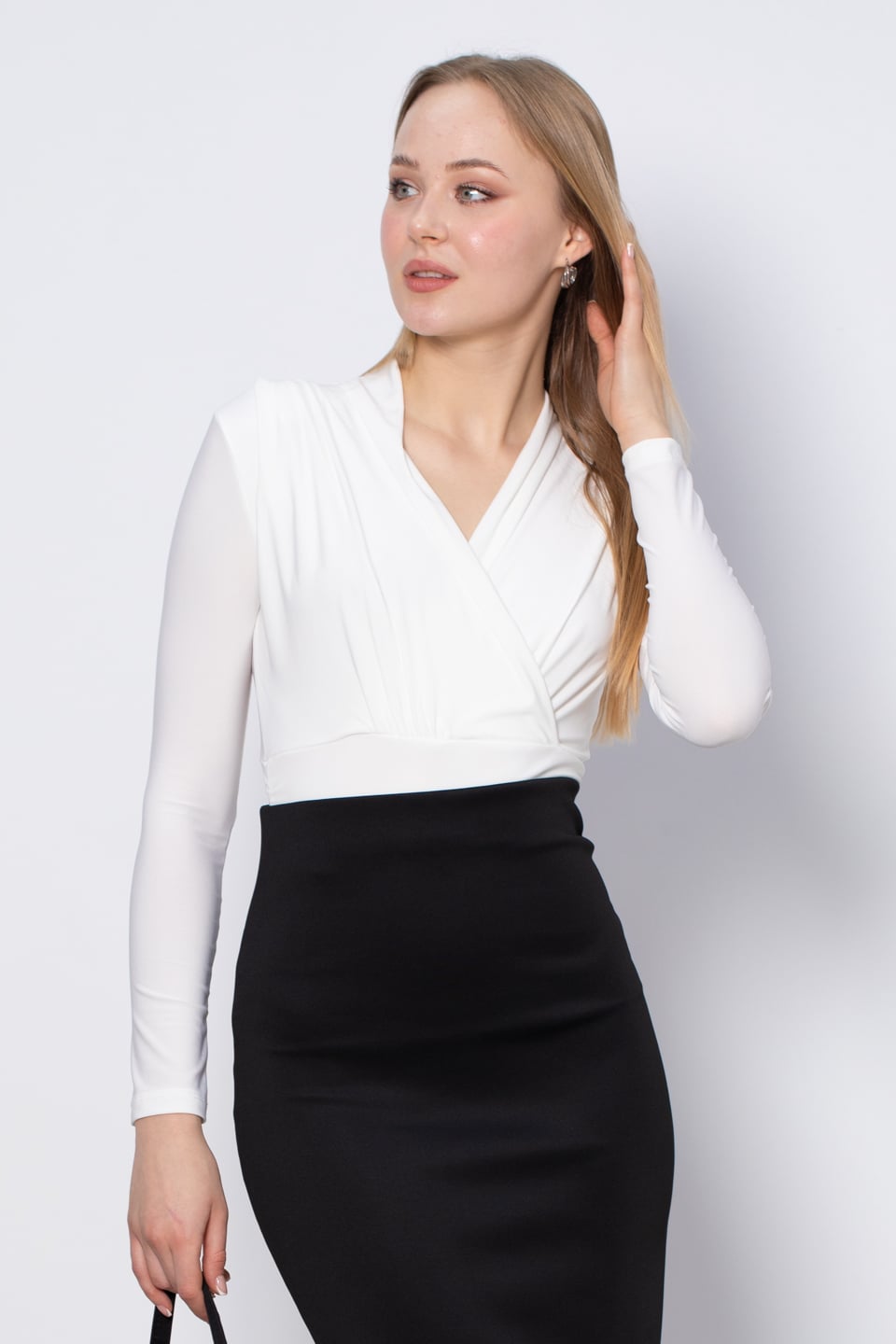 Vatkalı bluz-9256 Ekru