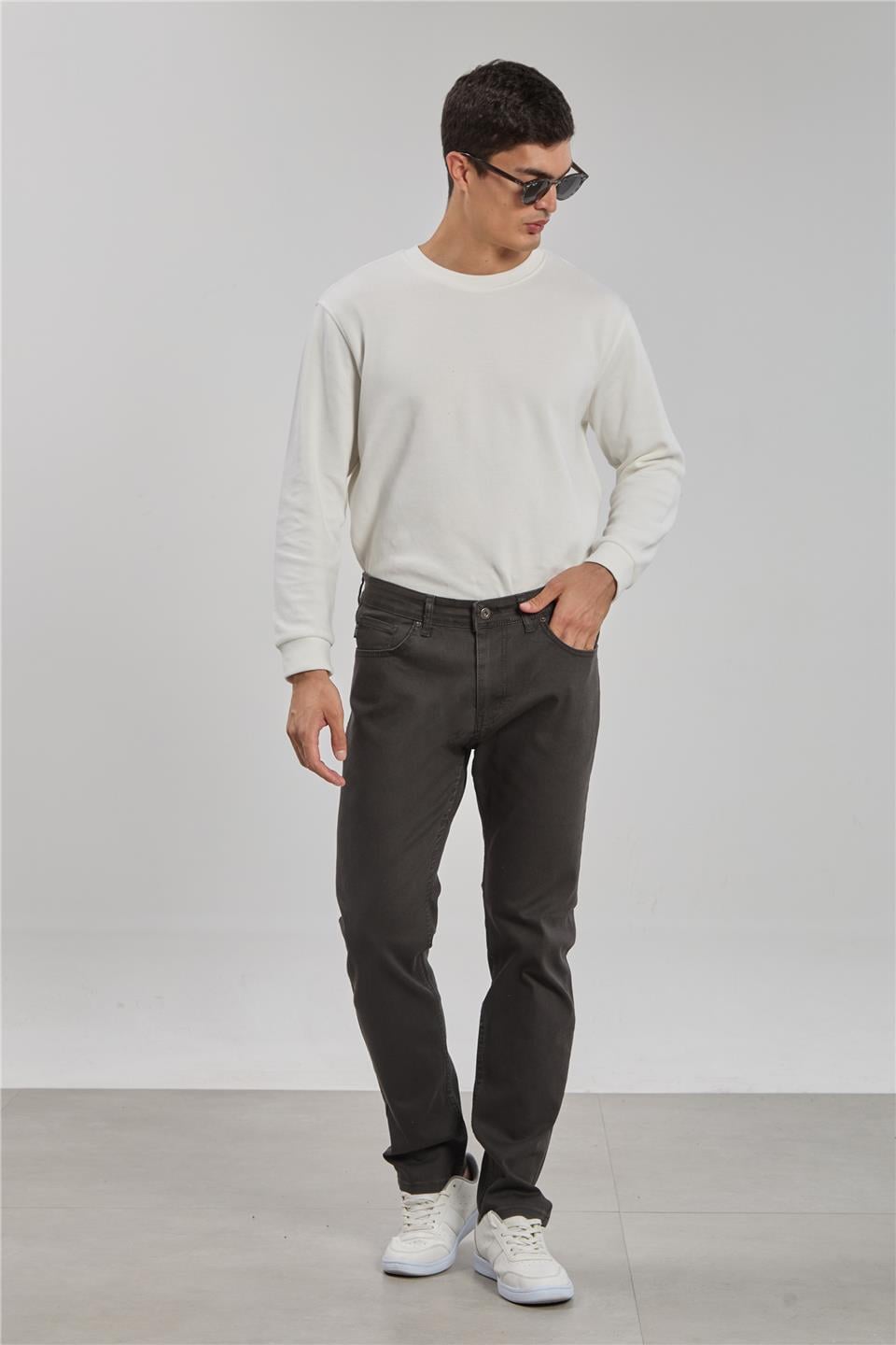 VIOLET-Regular fit pantolon-860 Haki