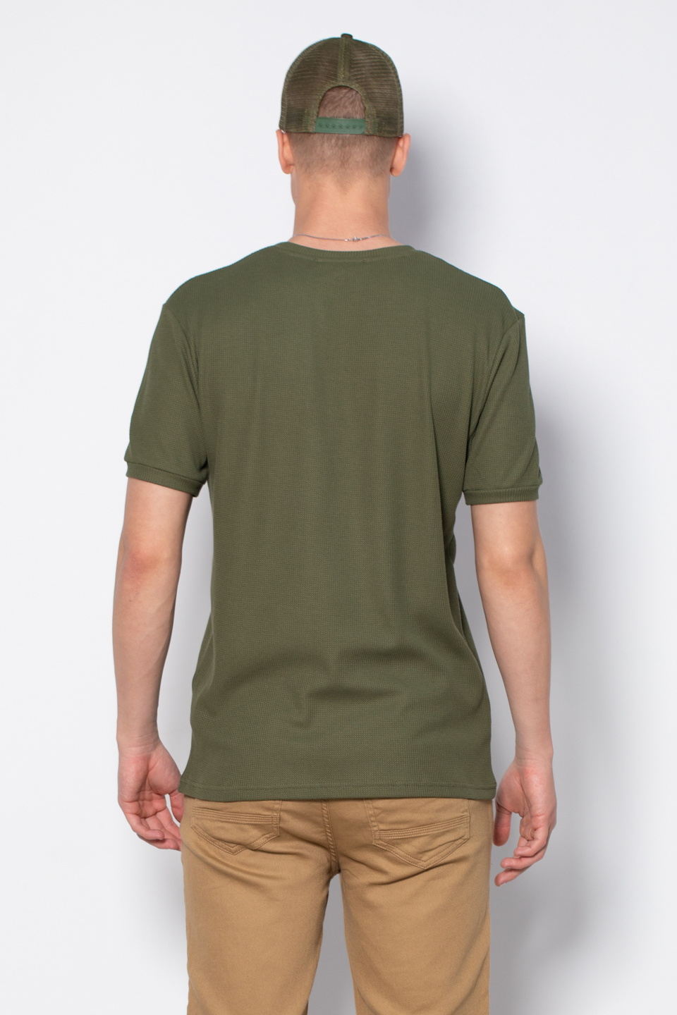 Waffal bisiklet yaka t-shirt-2709 Haki