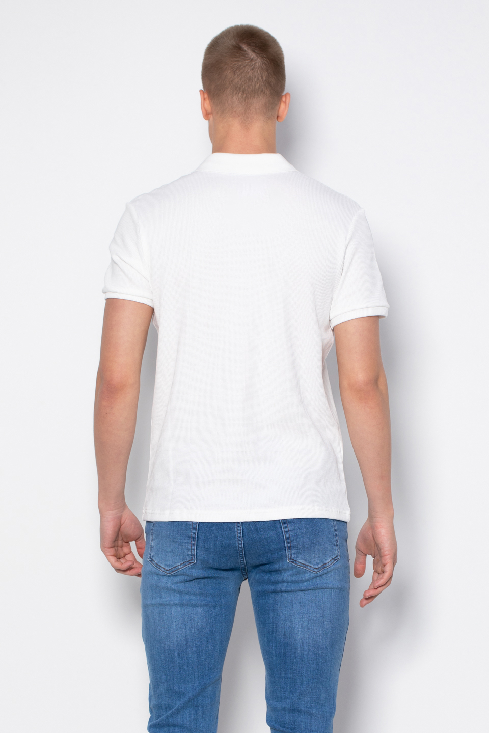 Waffle polo yaka t-shirt-2761 Ekru