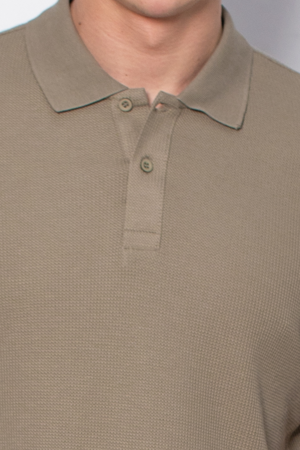 Waffle polo yaka t-shirt-2761 Vizon Yeşili