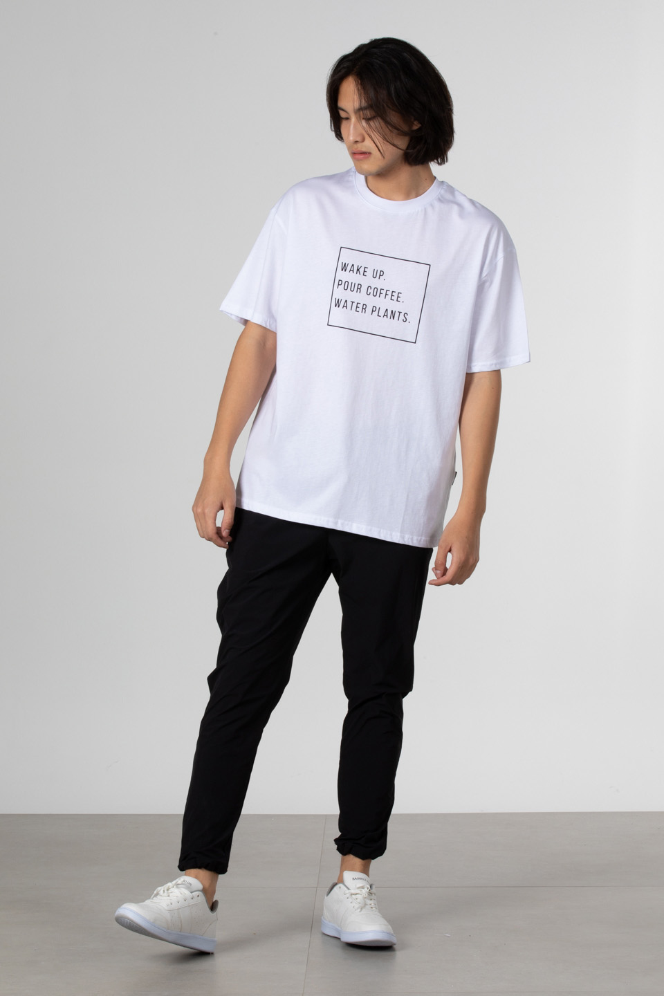 Wake up yazılı t-shirt-5029 Beyaz