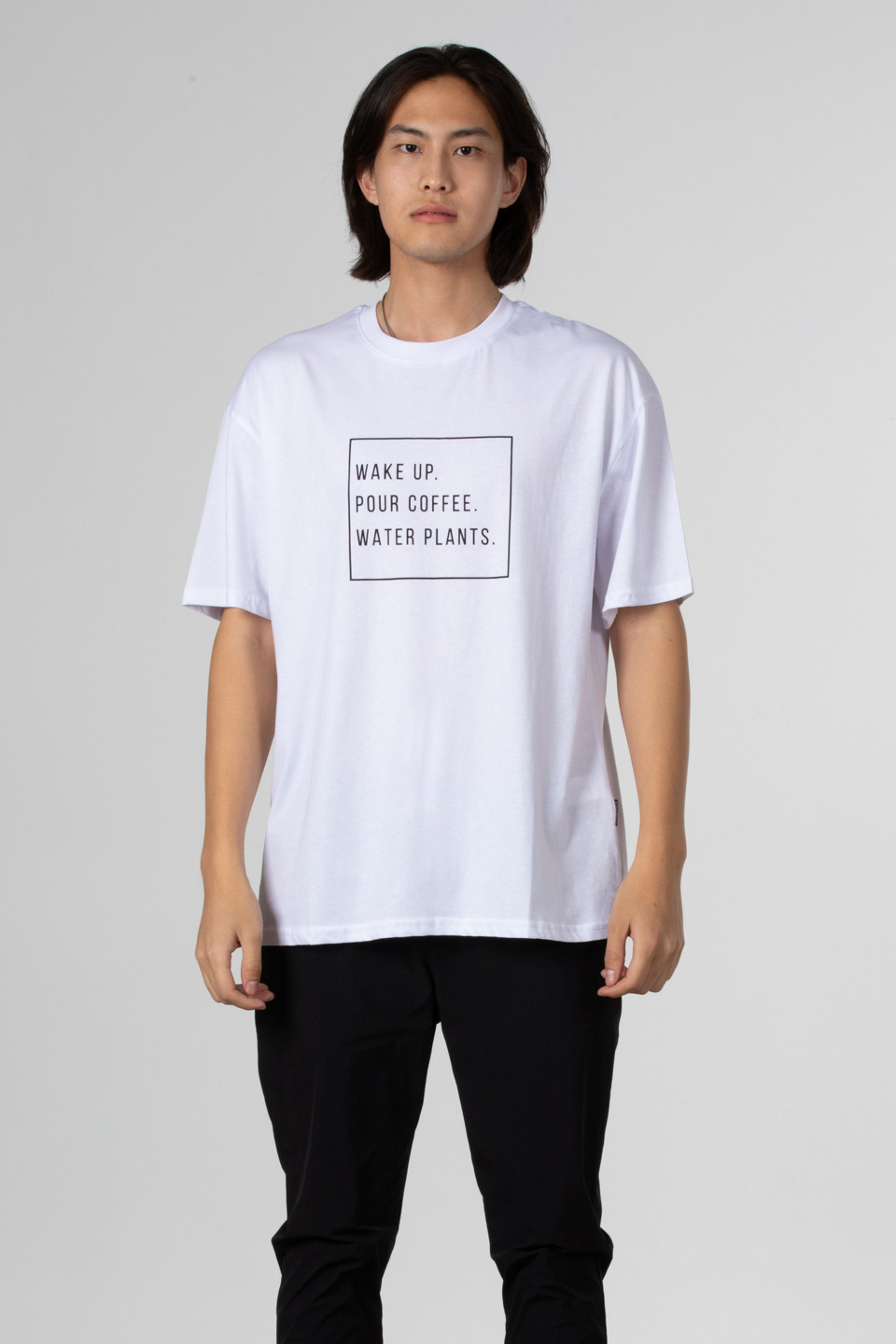 Wake up yazılı t-shirt-5029 Beyaz