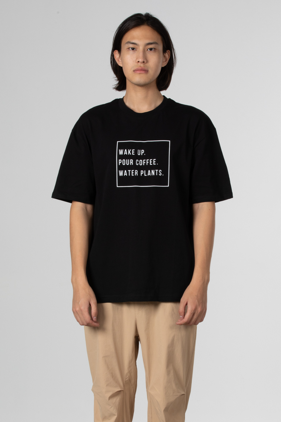 Wake up yazılı t-shirt-5029 Siyah