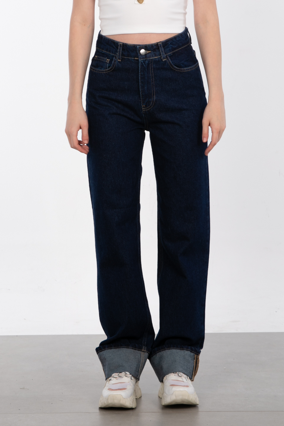 Wide leg jean pantolon-25-1001 Lacivert