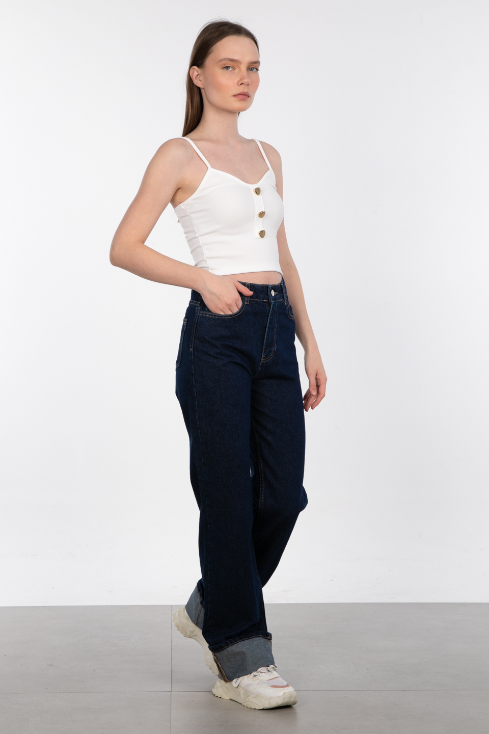 Wide leg jean pantolon-25-1001 Lacivert