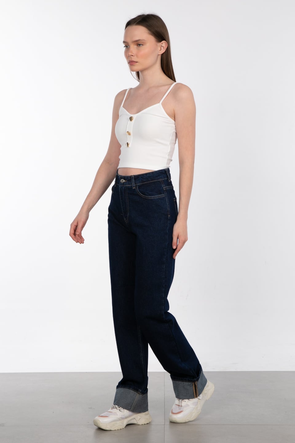Wide leg jean pantolon-25-1001 Lacivert