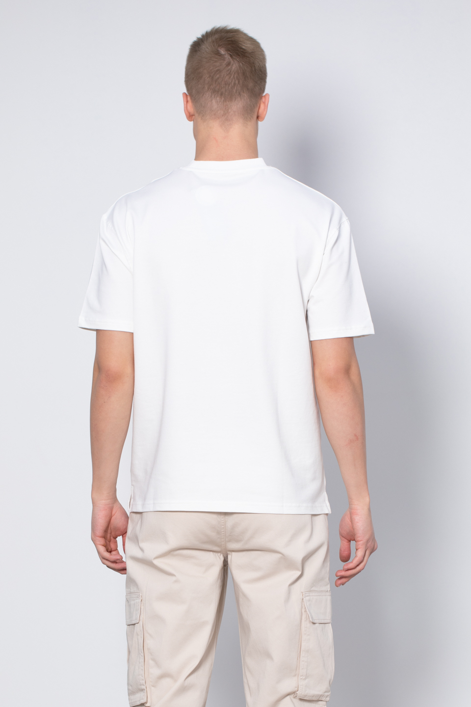 Yaka baskılı t-shirt-2610 Beyaz