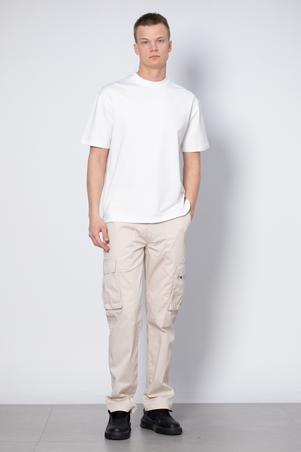 Yaka baskılı t-shirt-2610 Beyaz