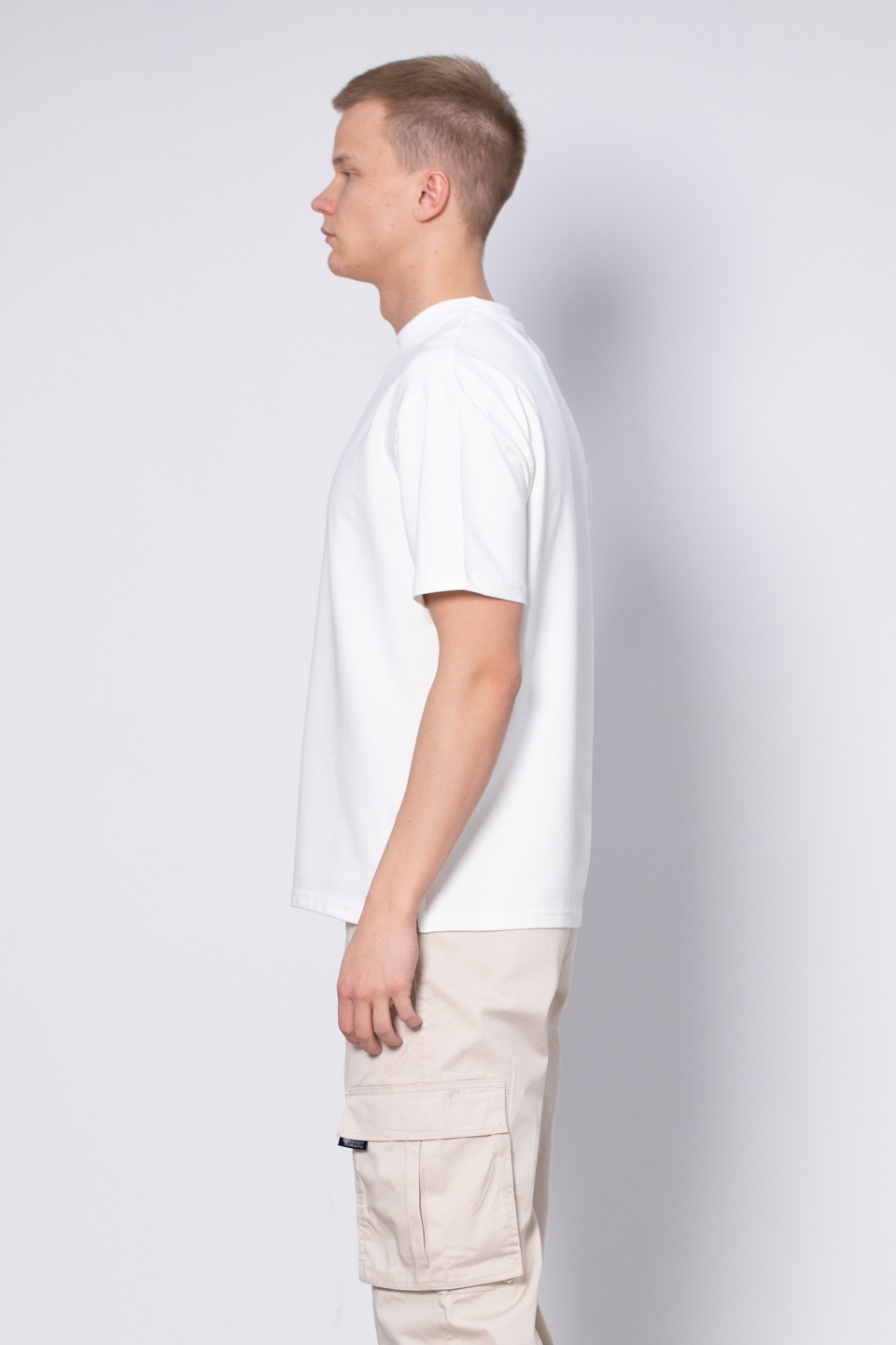 Yaka baskılı t-shirt-2610 Beyaz