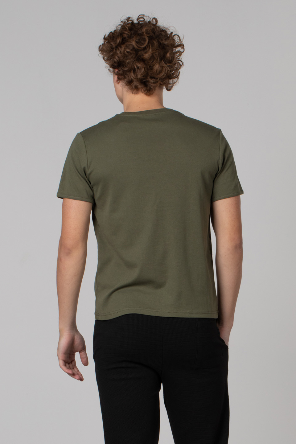 Yaka detay ribana t-shirt-2122 Haki