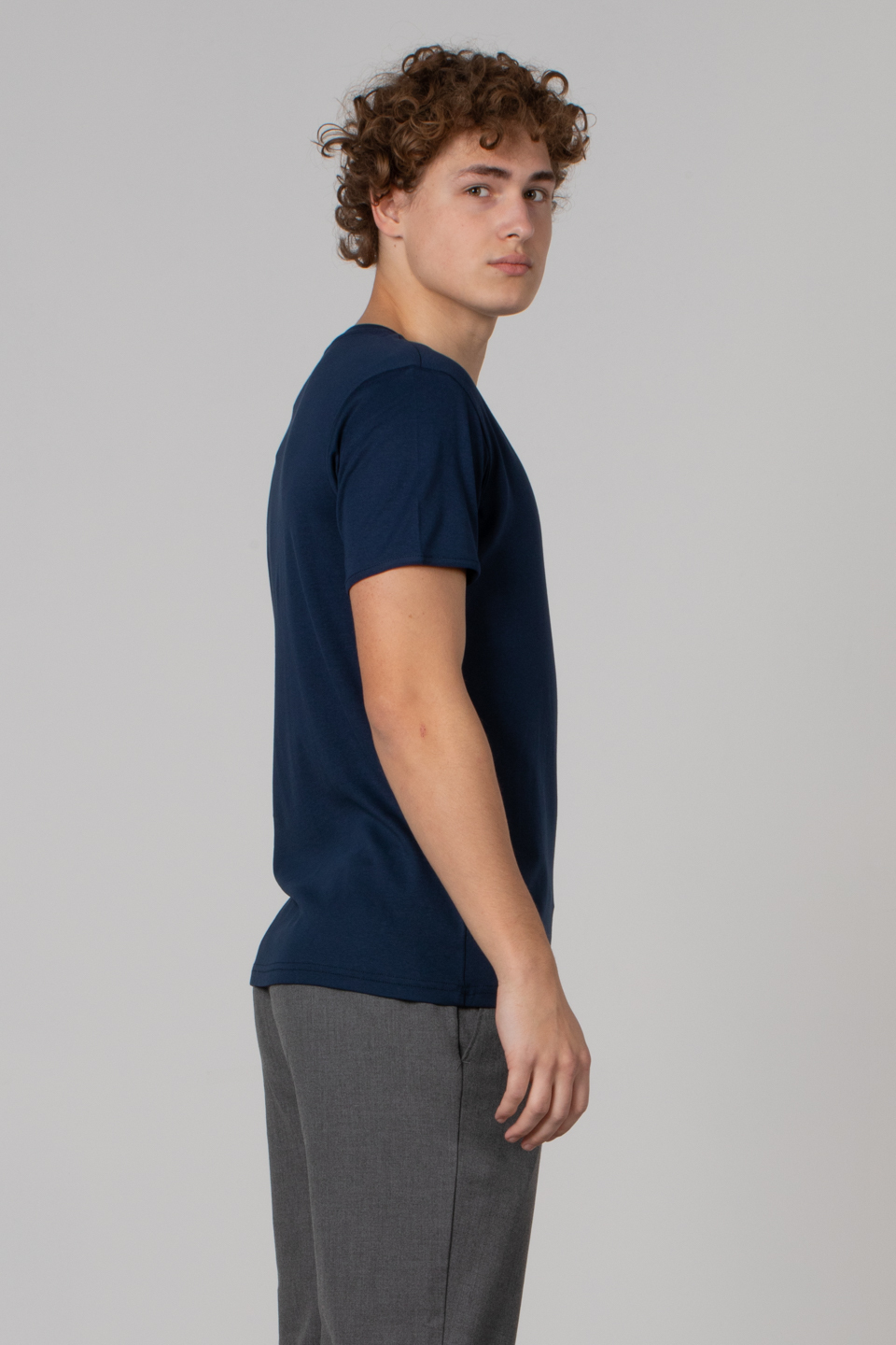Yaka detay ribana t-shirt-2122 İndigo