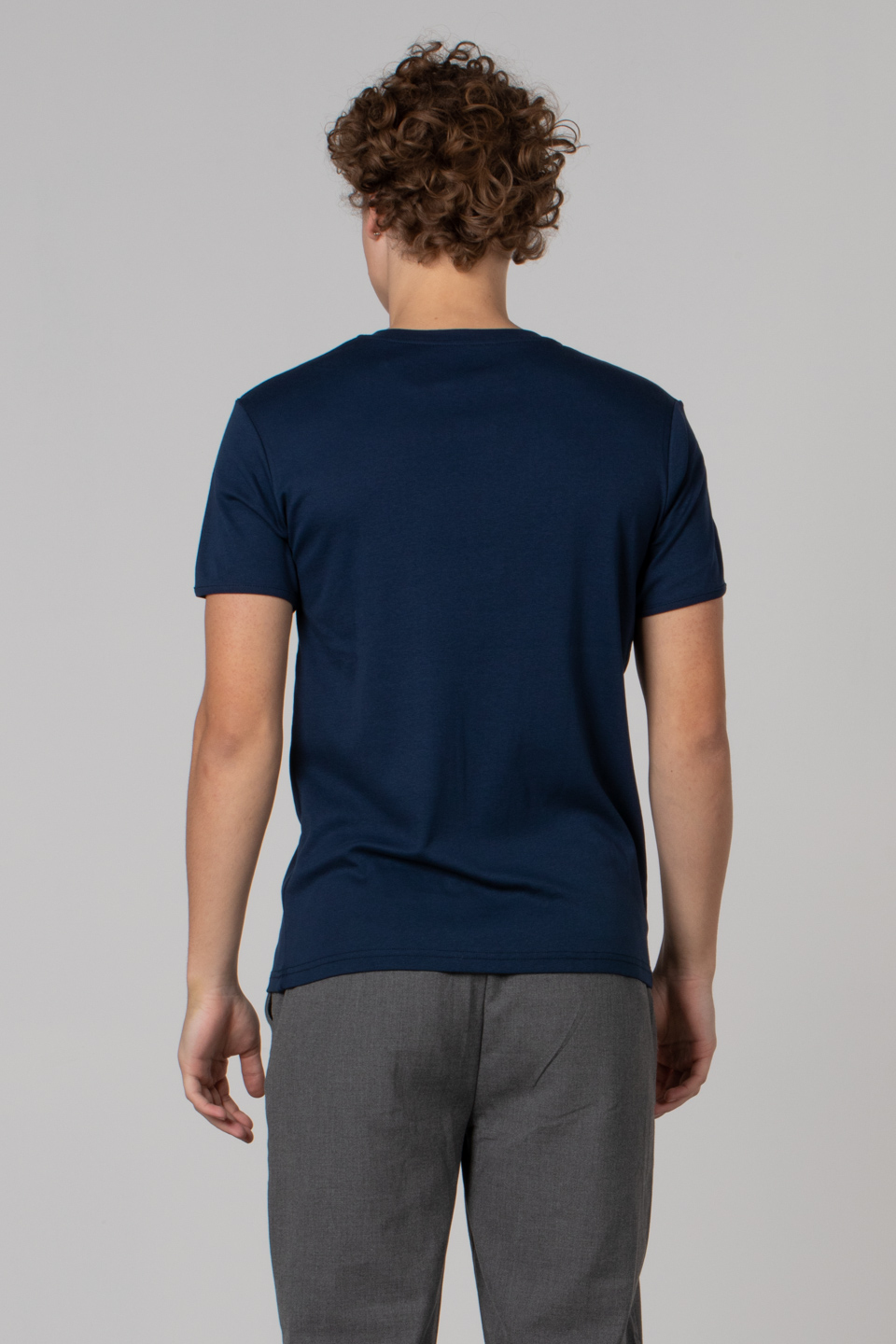 Yaka detay ribana t-shirt-2122 İndigo