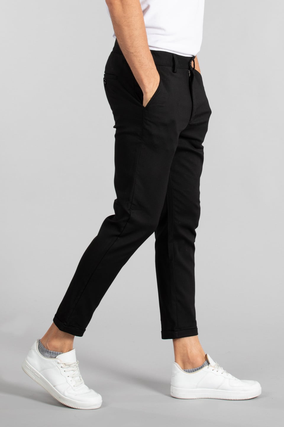 Yan cepli double paça pantolon-4006 Siyah