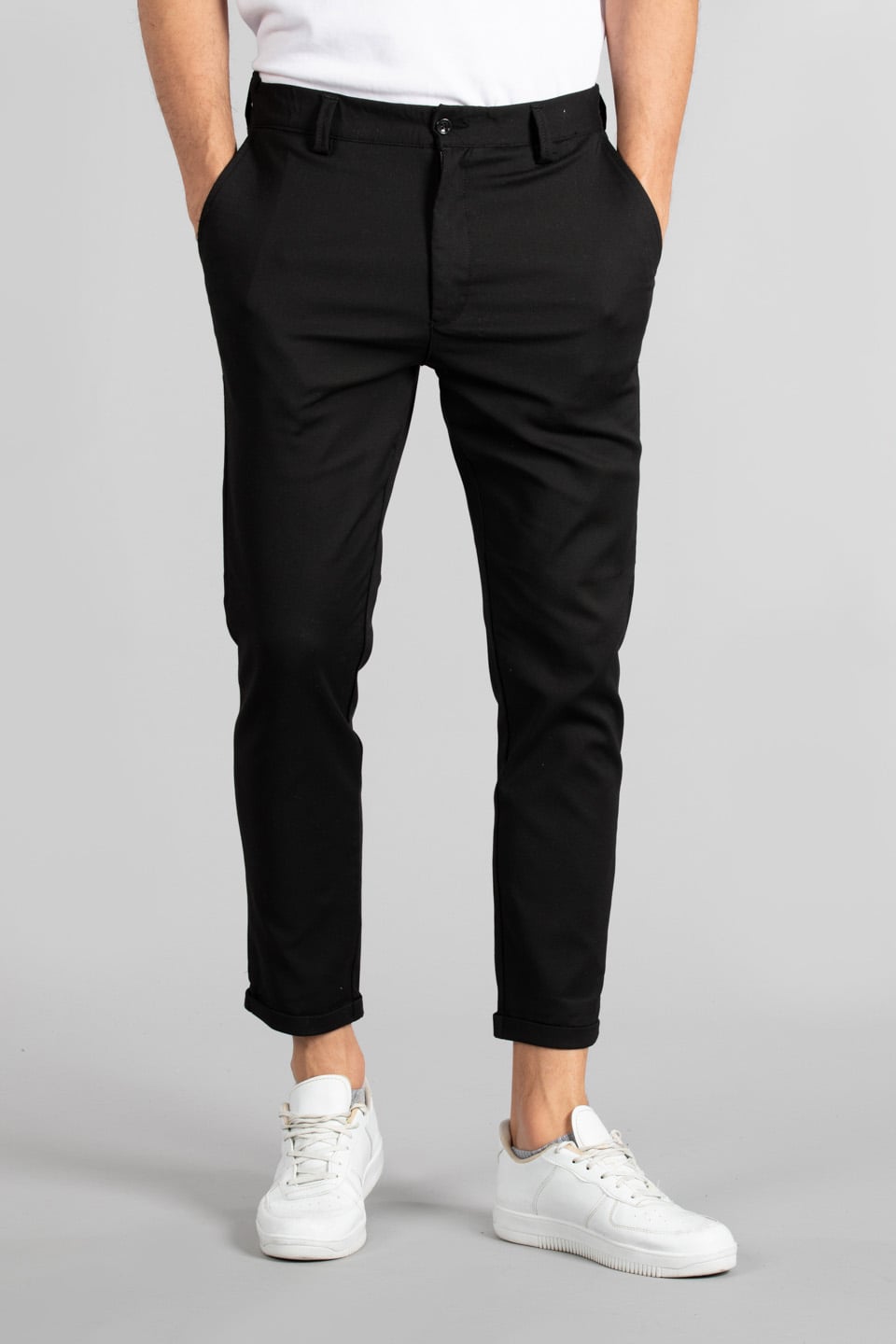 Yan cepli double paça pantolon-4006 Siyah