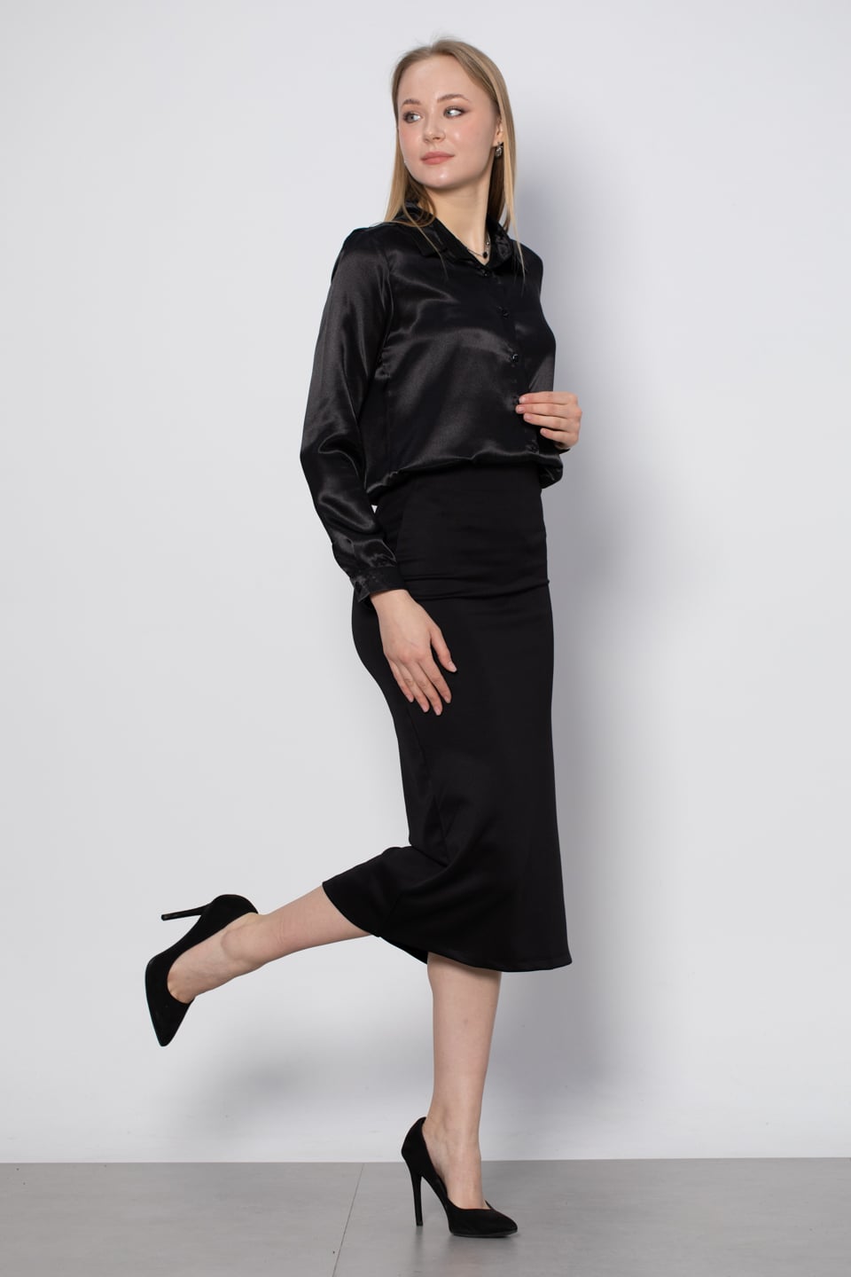 Yan Yırtmaçlı Etek - Siyah