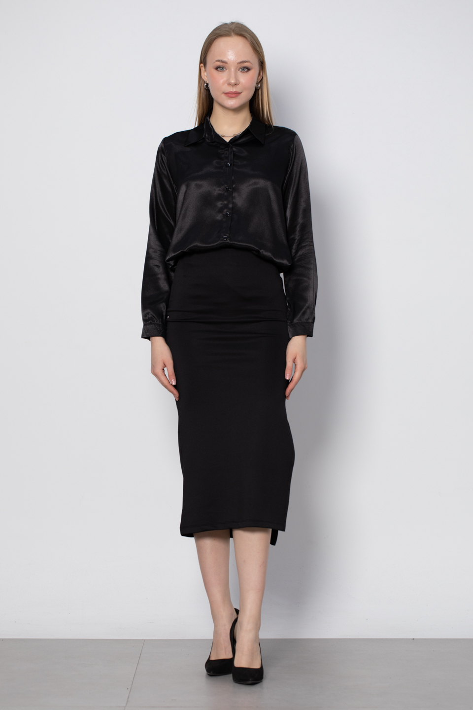 Yan Yırtmaçlı Etek - Siyah