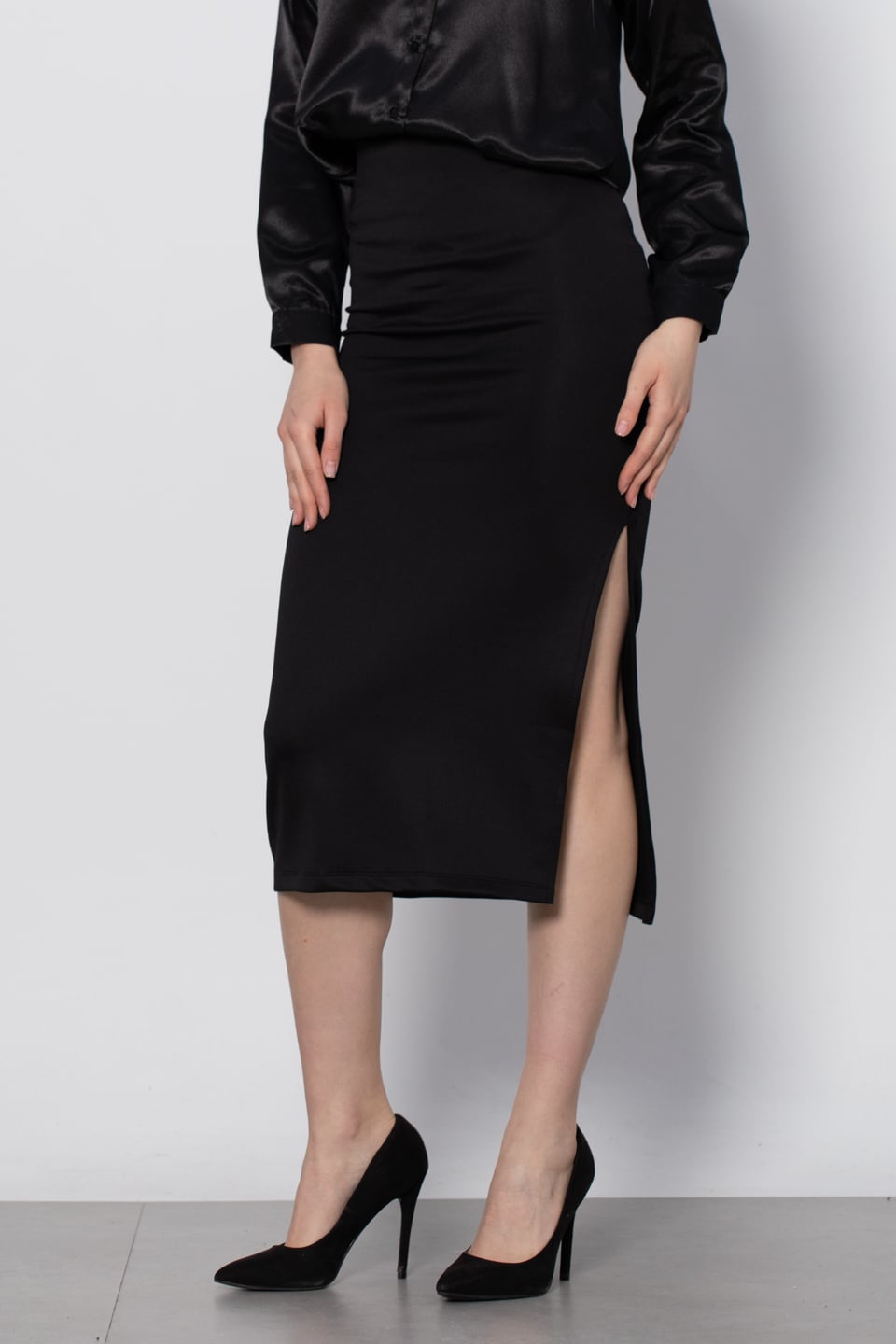 Yan Yırtmaçlı Etek - Siyah