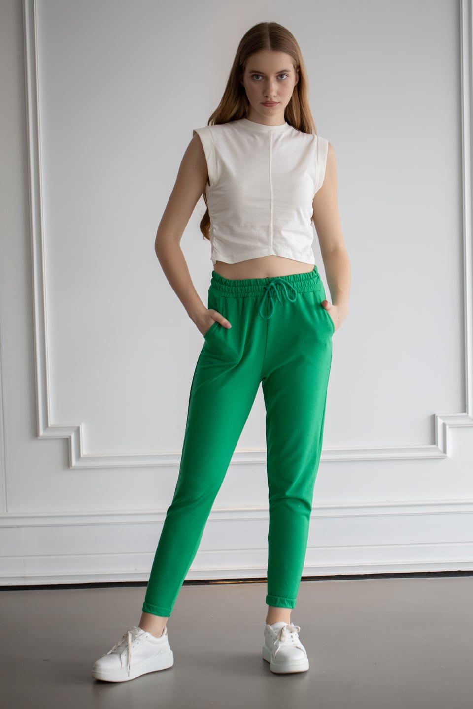Yanı Büzgülü Kolsuz Crop Body - Ekru