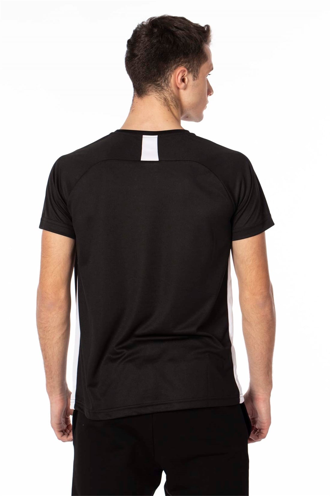 Yanları Şeritli Sport T-Shirt-Siyah