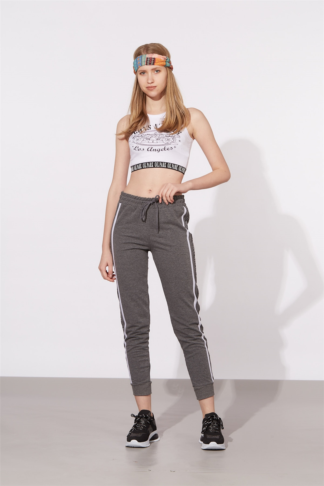 Yanları Yazı Baskılı Eşofman Altı-Antrasit