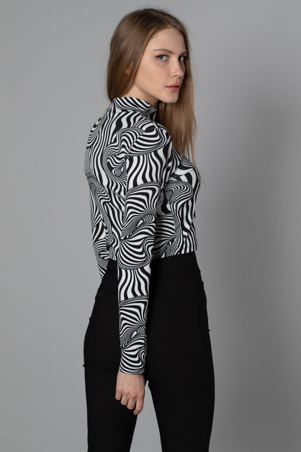 Yarım balıkçı desenli body-9610 Zebra