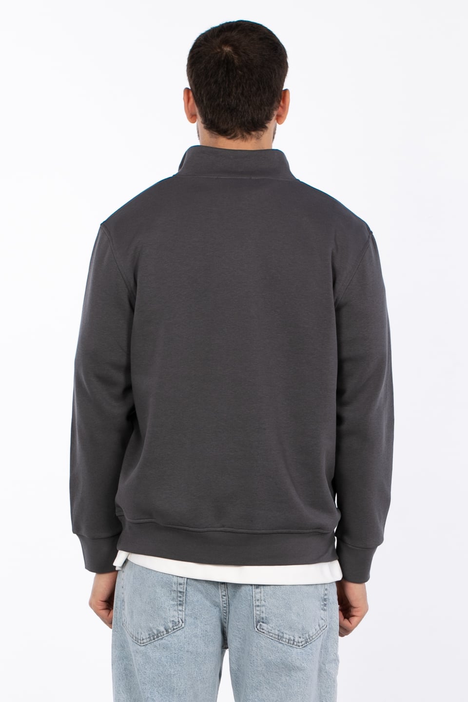 Yarım fermuarlı dik yaka sweat-5259-2 Antrasit