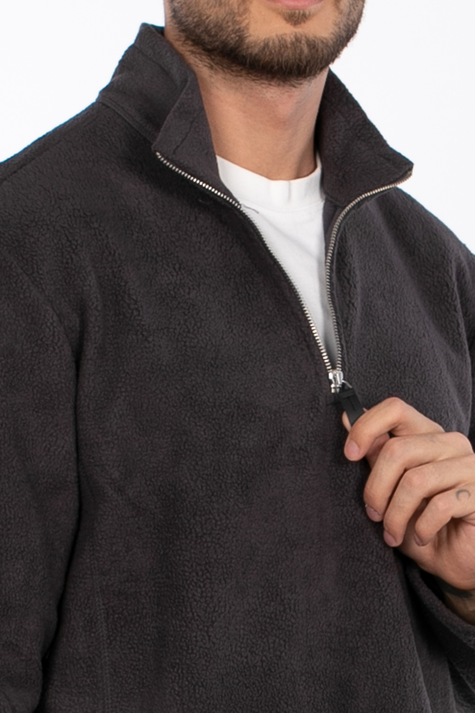Yarım fermuarlı dik yaka sweat-6053 Antrasit