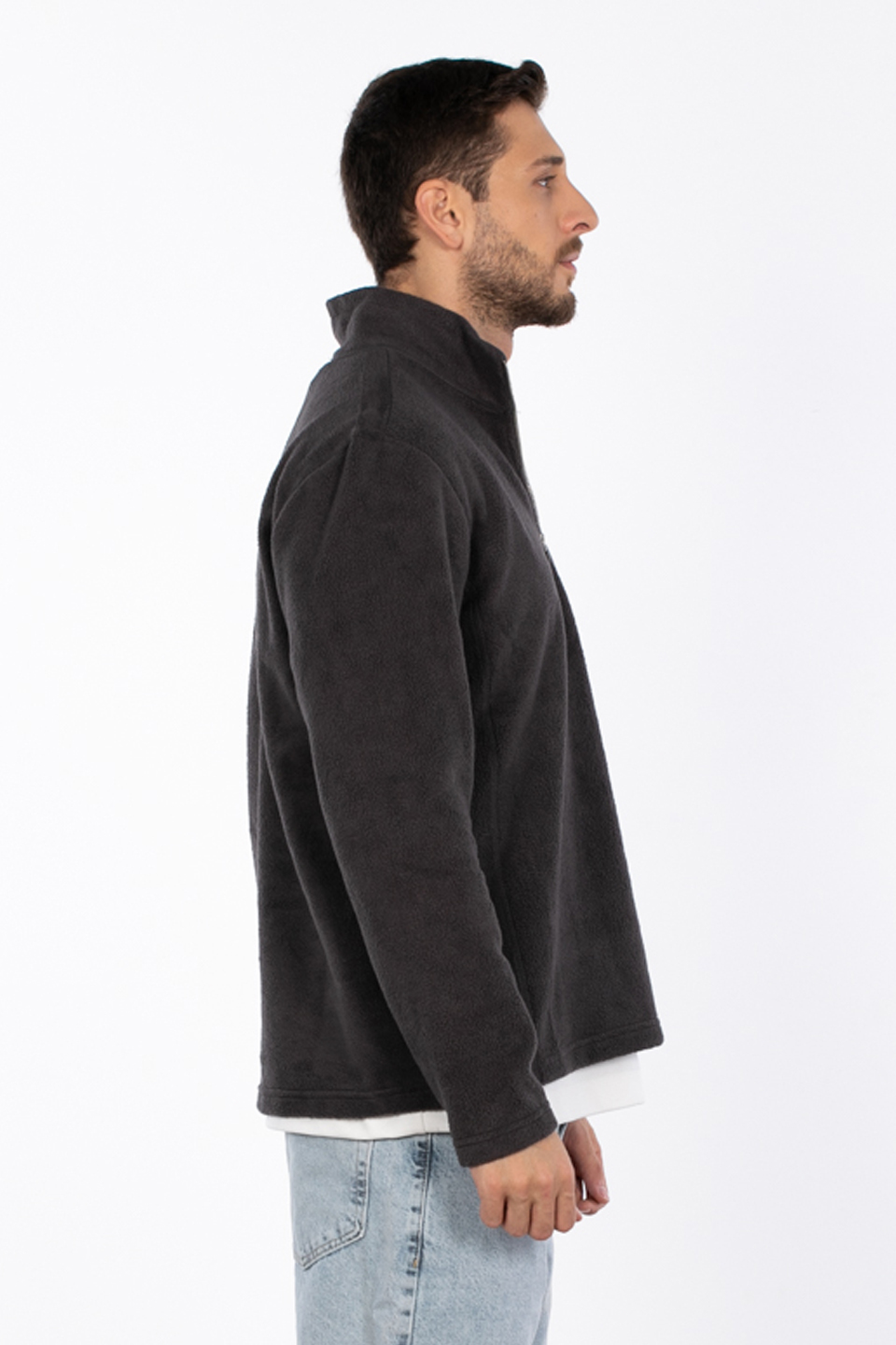 Yarım fermuarlı dik yaka sweat-6053 Antrasit