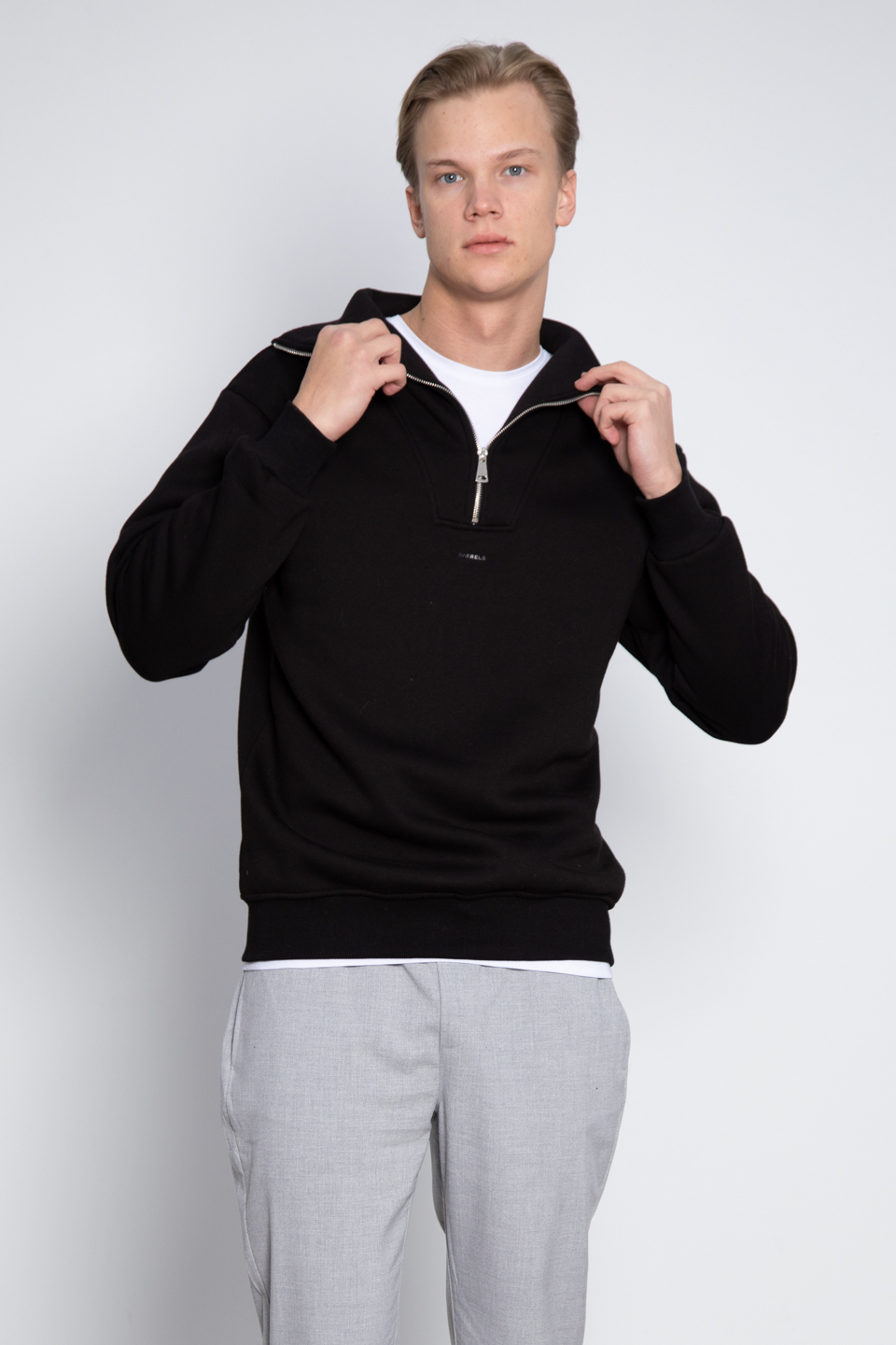 Yarım fermuarlı oversize sweat-2002 Siyah