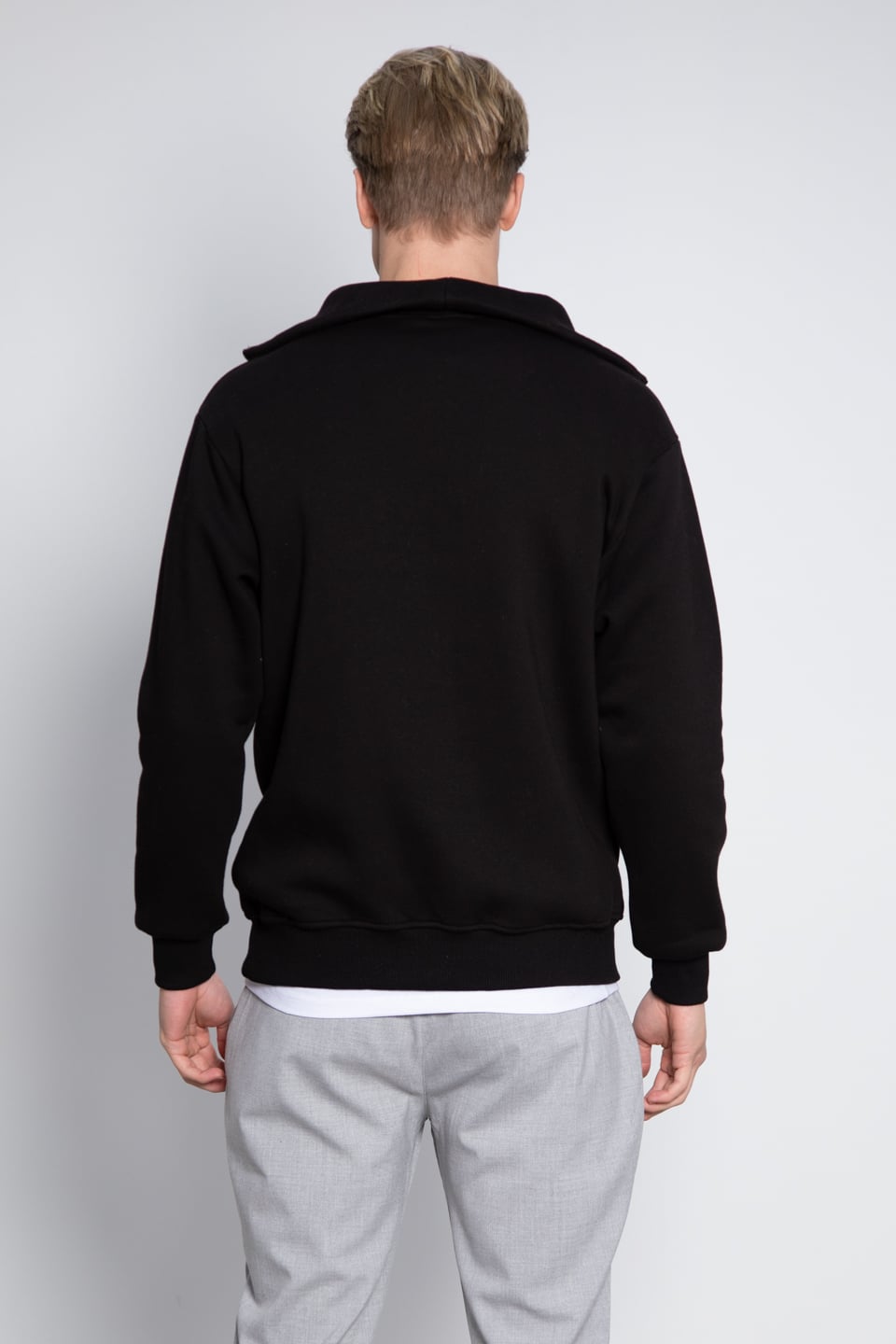 Yarım fermuarlı oversize sweat-2002 Siyah