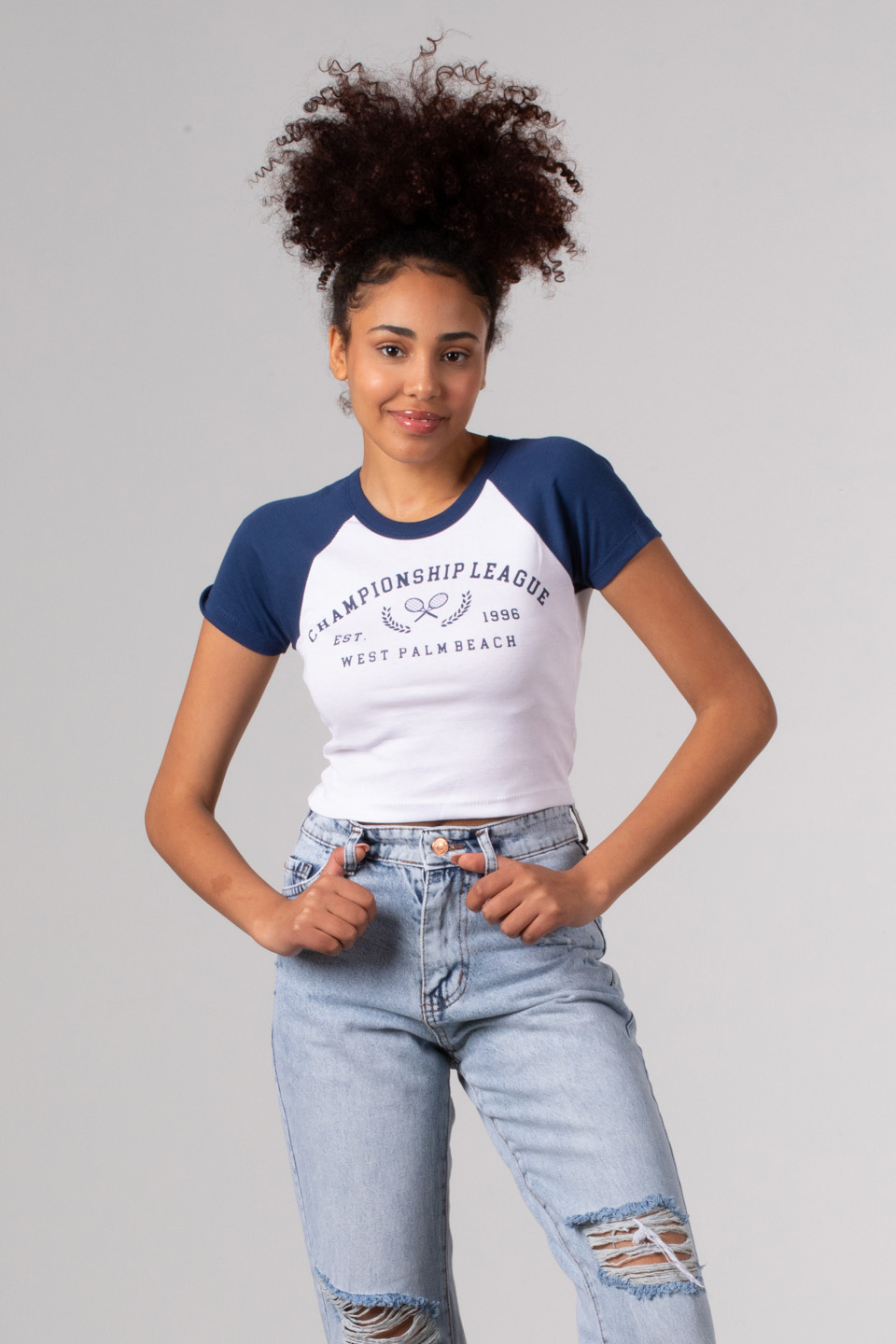 Yazı baskılı garnili crop-4107 Beyaz