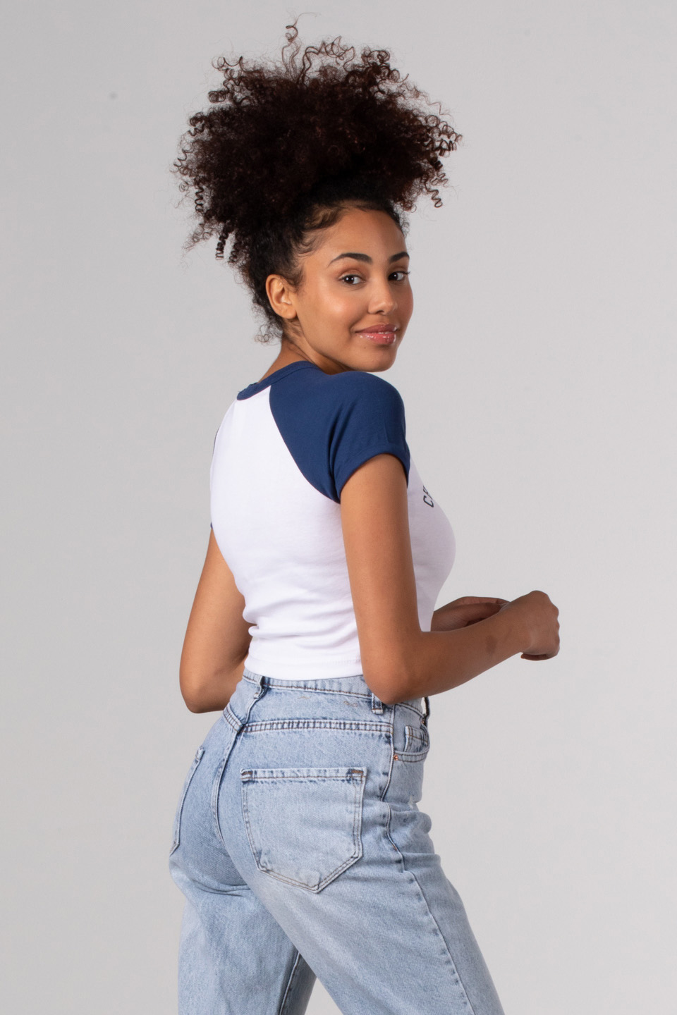 Yazı baskılı garnili crop-4107 Beyaz