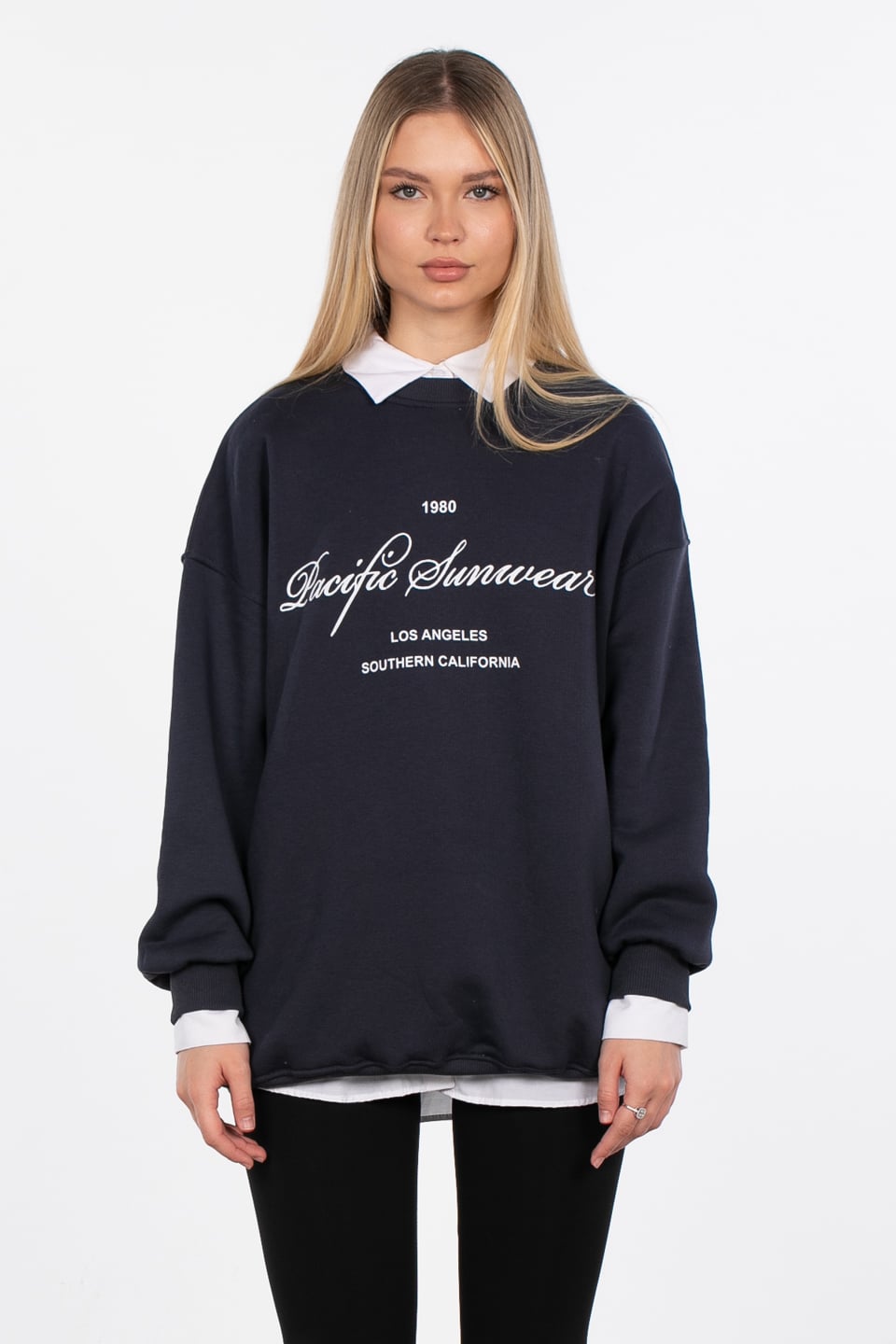 Yazı baskılı oversize sweatshirt-DVN0845 Antrasit