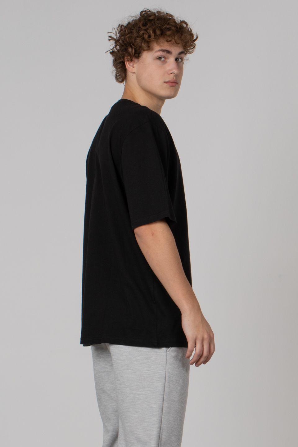 Yazı baskılı oversize t-shirt-2607 Siyah