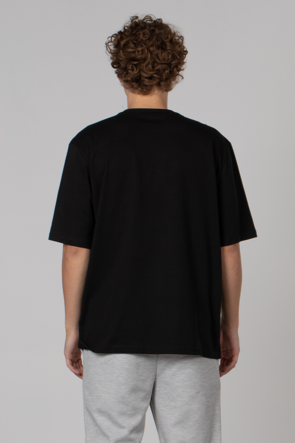 Yazı baskılı oversize t-shirt-2607 Siyah