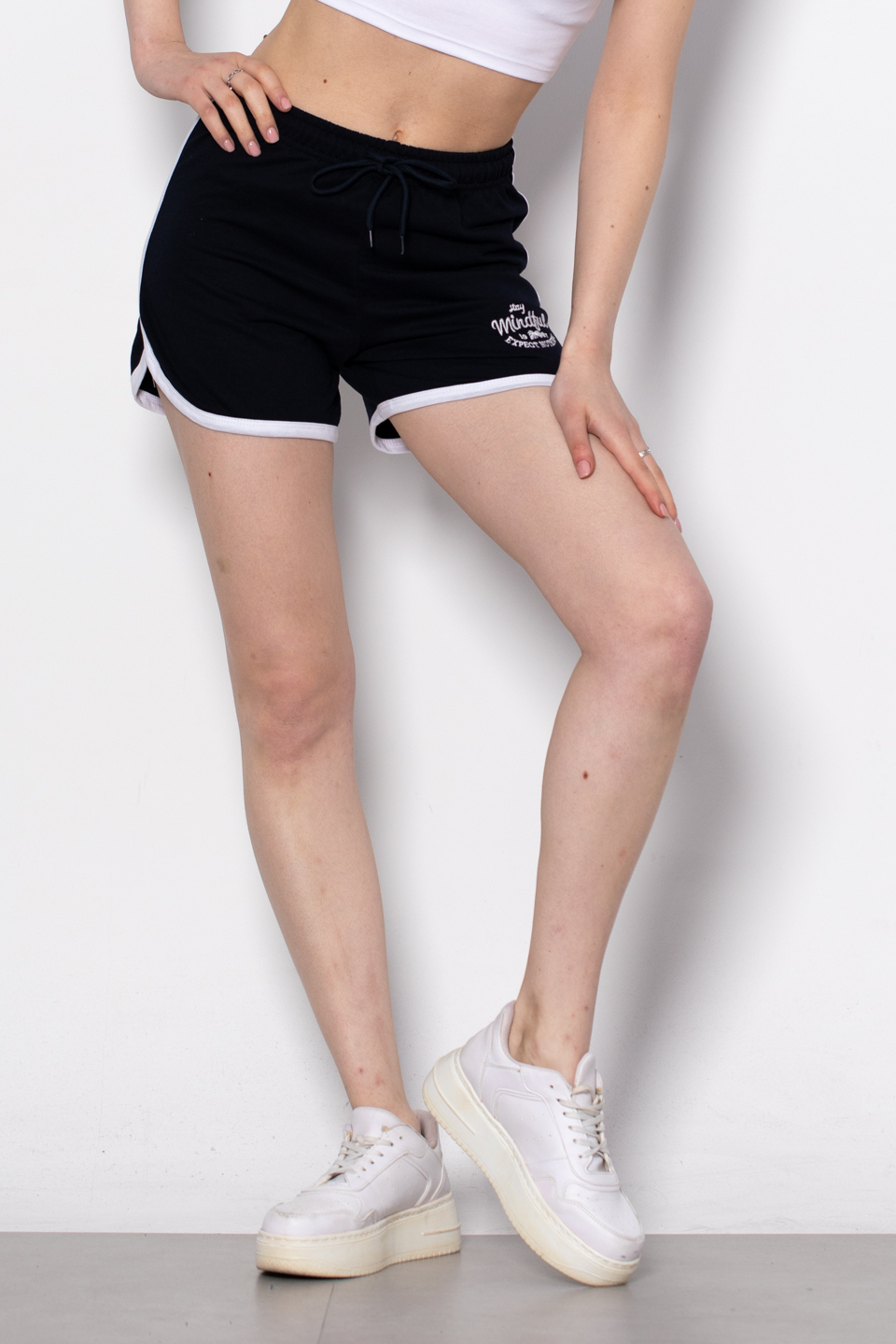 Yazı baskılı renkli şort-DVN0566 Laci/Ekru