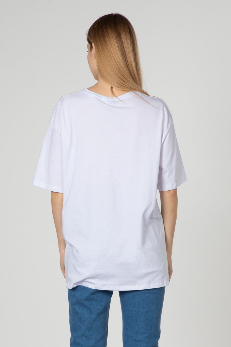 Yazı baskılı t-shirt-2493 Beyaz