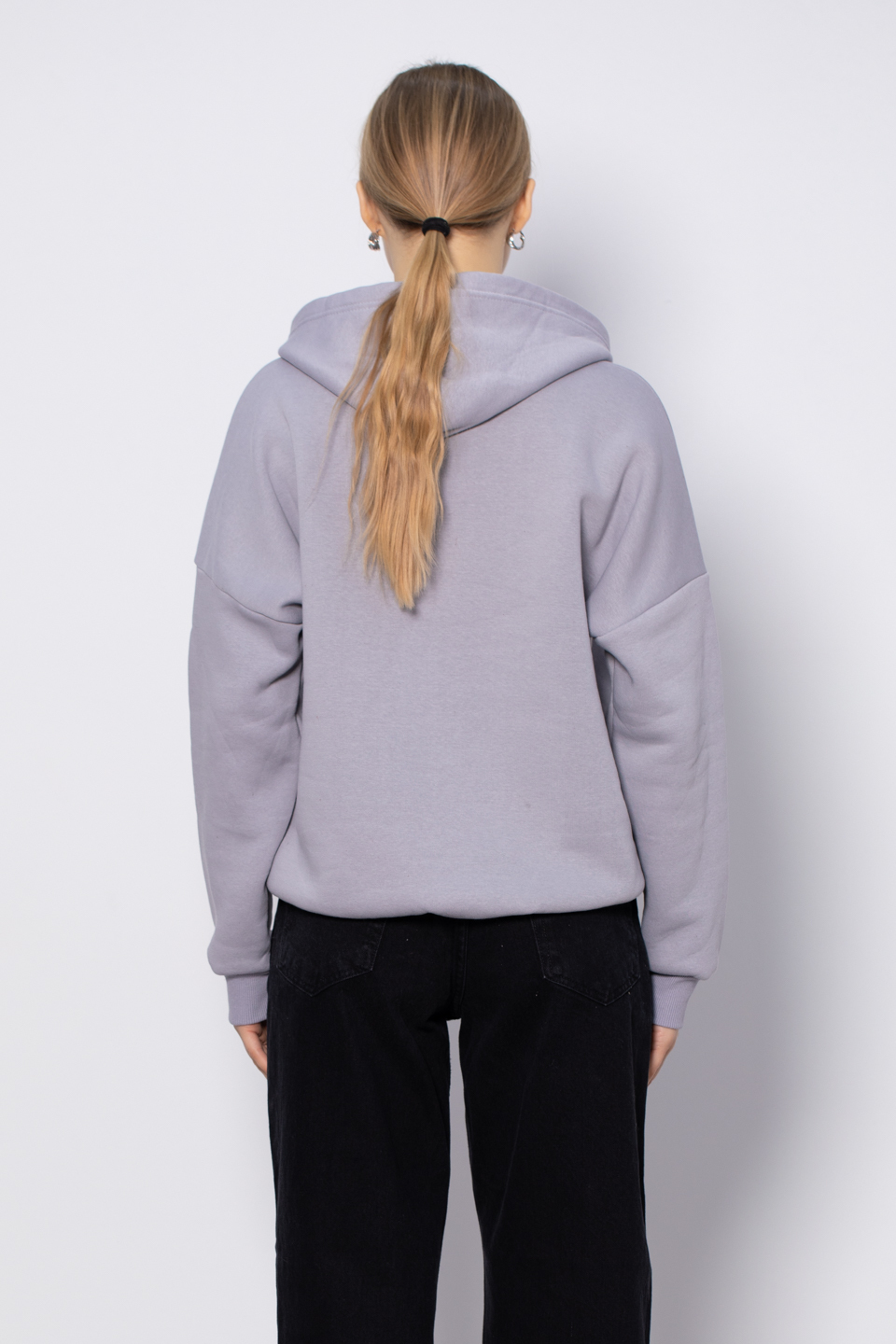 Yazı detaylı kapüşonlu sweatshirt-DVN0457 Boyalı Gri