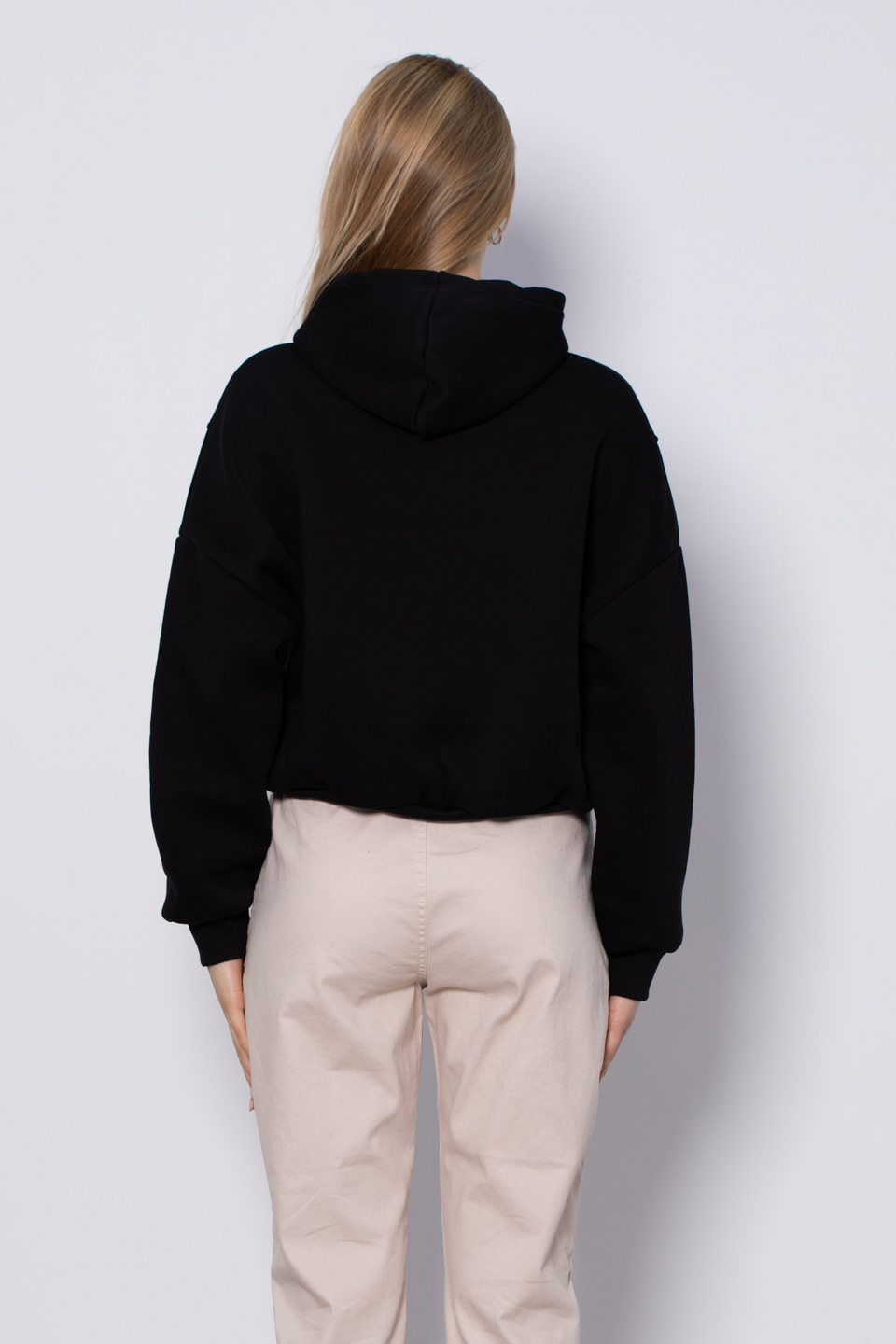 Yazı detaylı kapüşonlu sweatshirt-DVN0435 Siyah