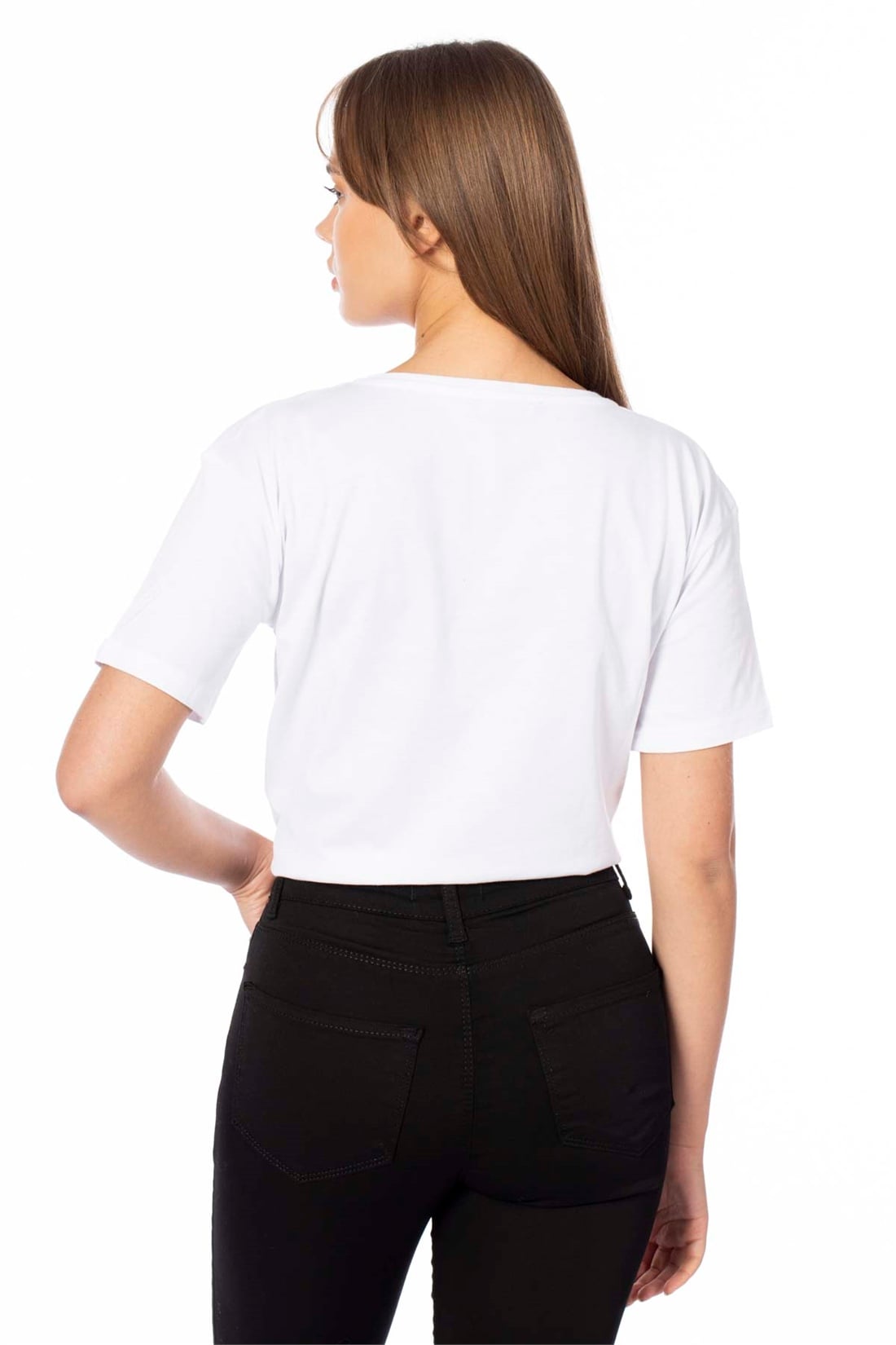 Yes Baskılı Basic T-Shirt-Beyaz