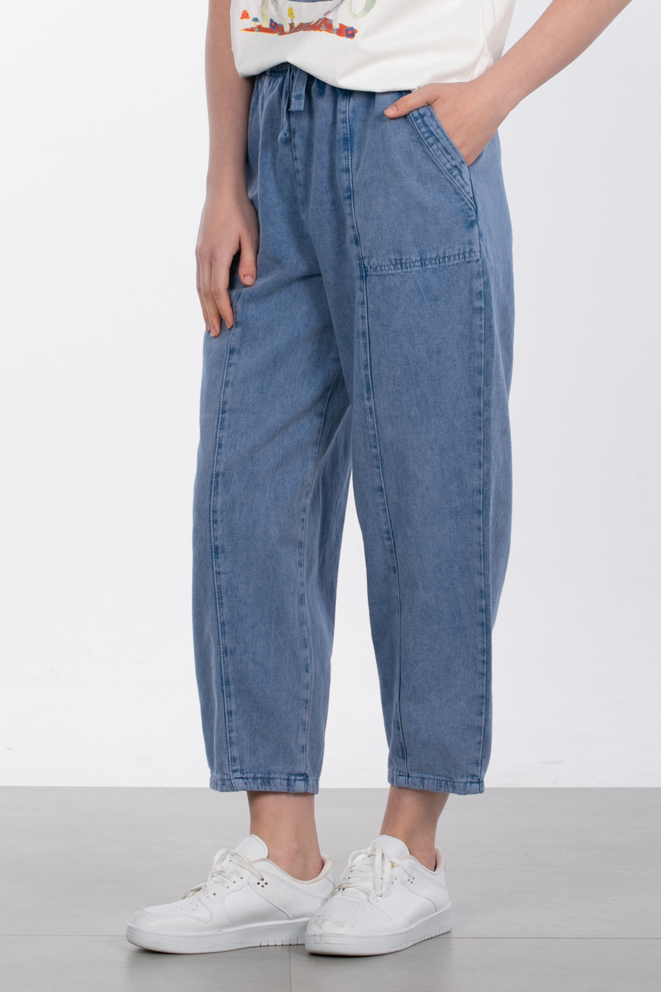 Yıkamalı havuç pantolon-3913 O.Mavi