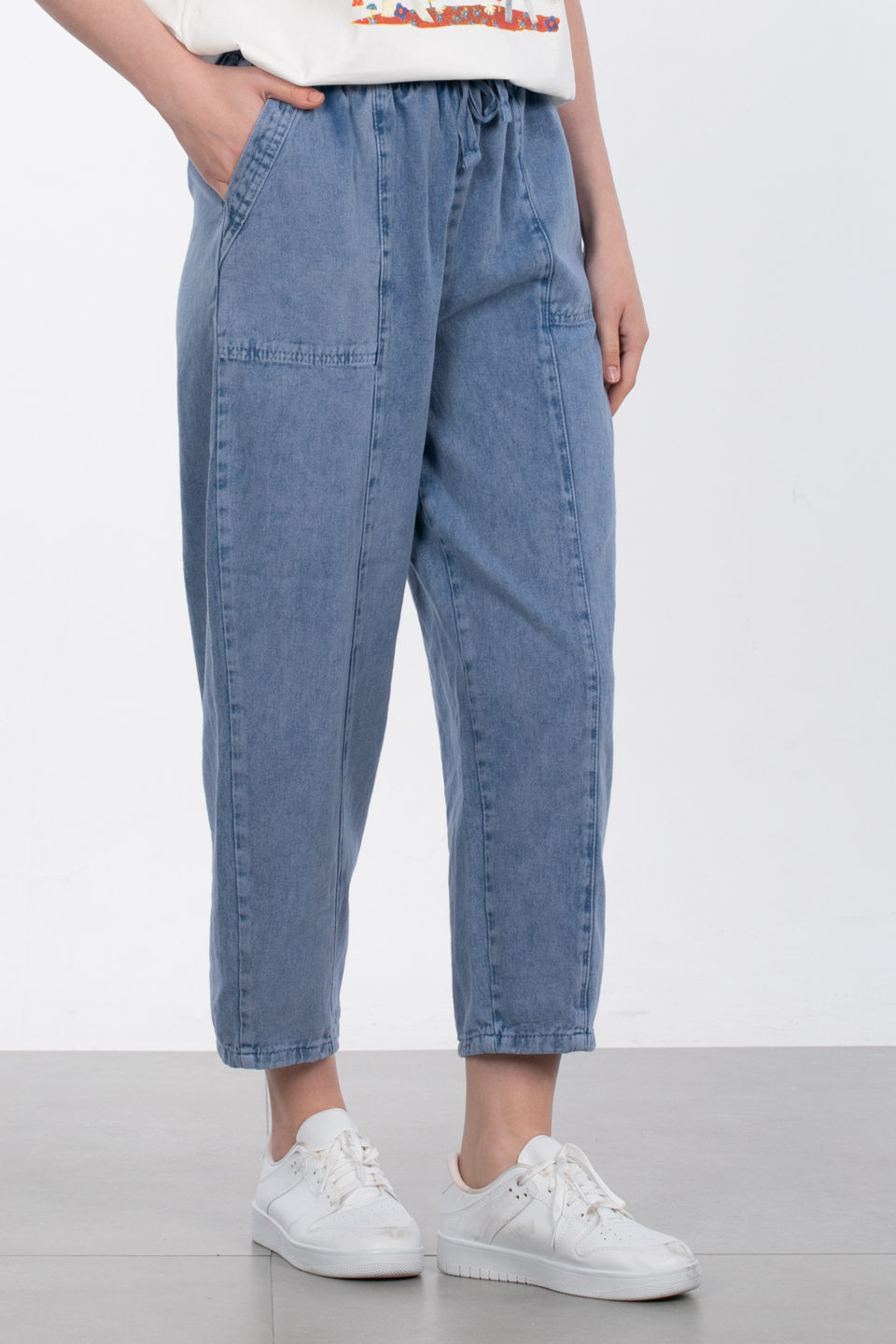 Yıkamalı havuç pantolon-3913 O.Mavi