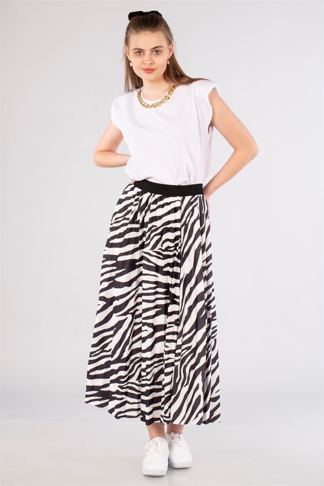 Zebra Desen Etek-Siyah