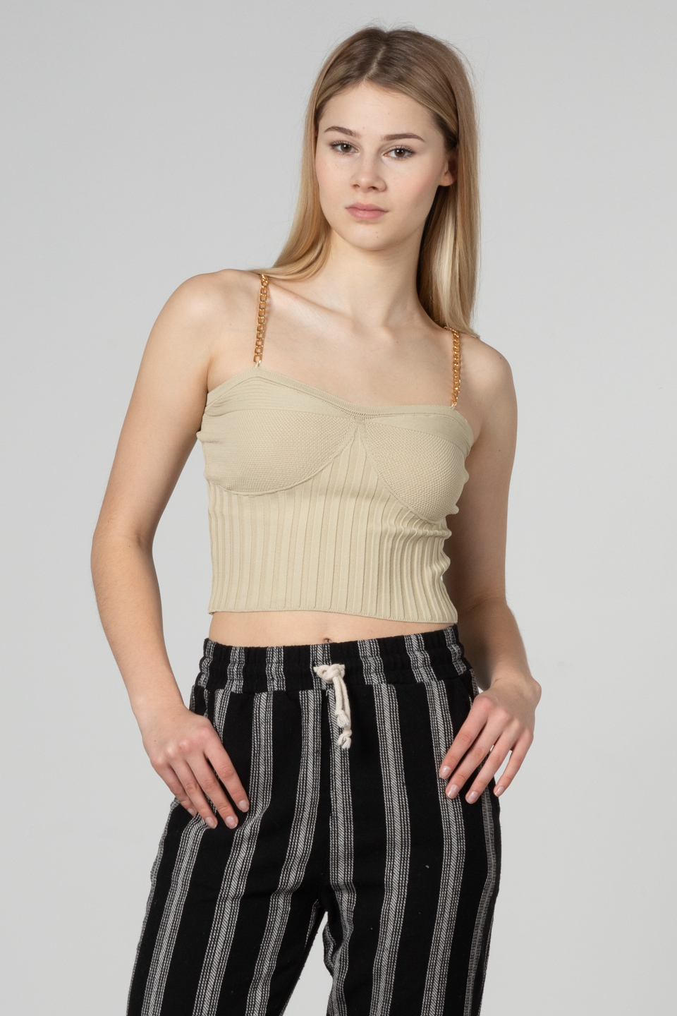 Zincir askılı crop body-8923 Taş