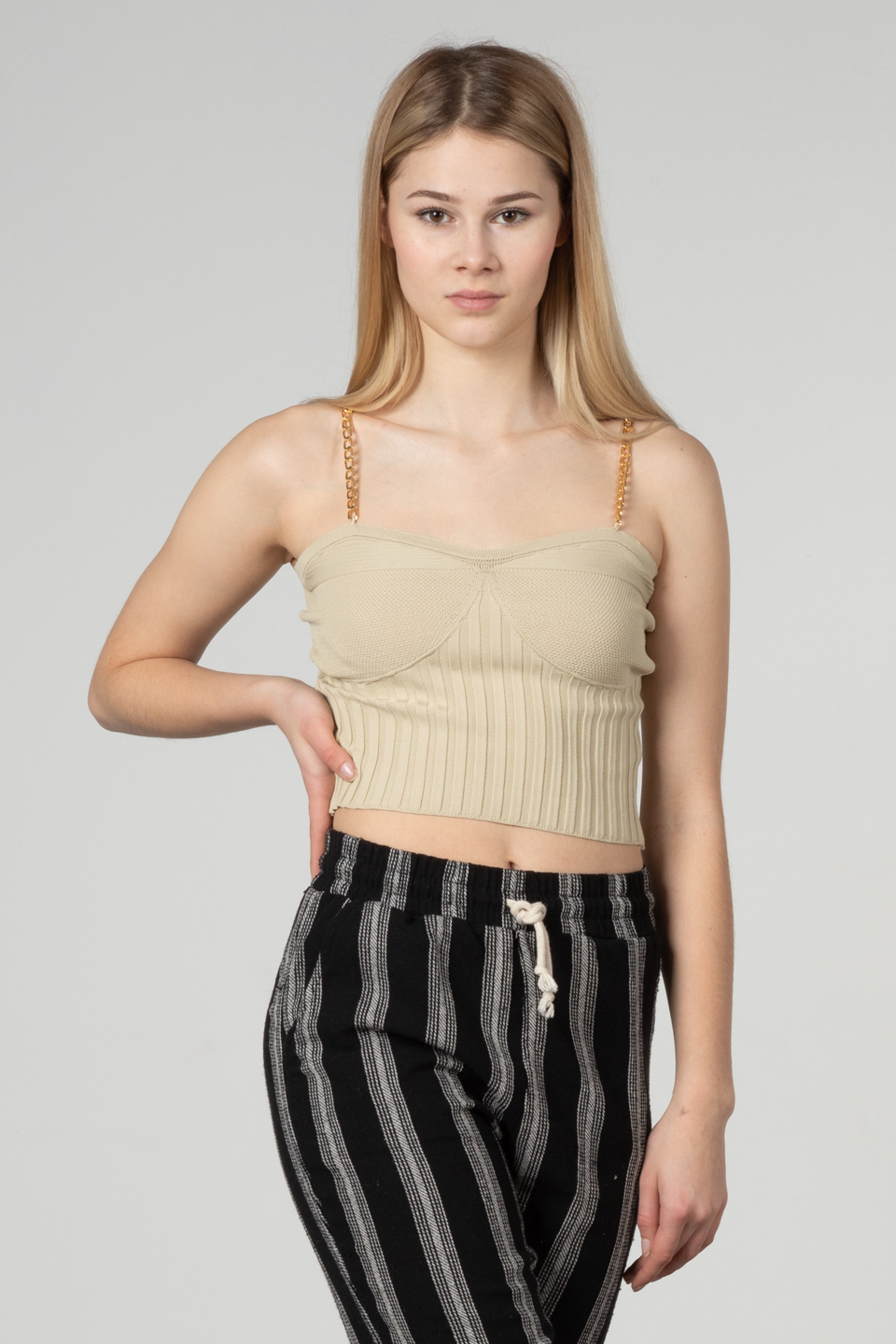 Zincir askılı crop body-8923 Taş