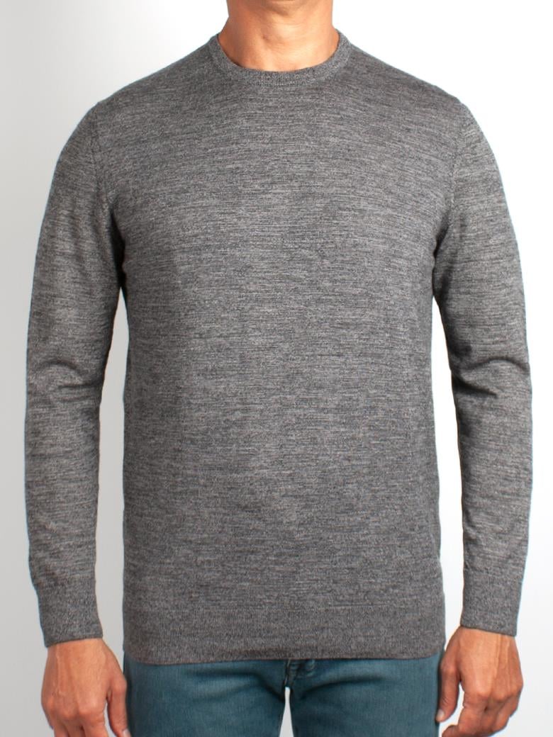 Bisiklet Yaka Ekru Melanj Yün Kazak